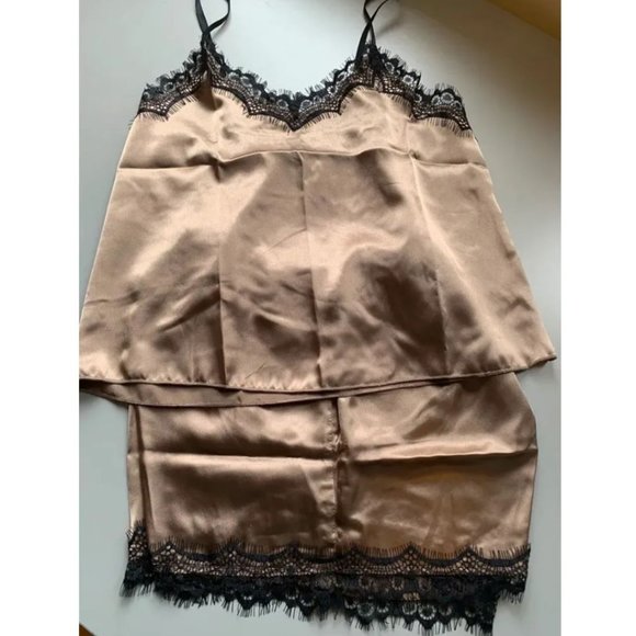 Lace Trim Satin Cami Top & Shorts PJ Set. - Picture 5 of 5